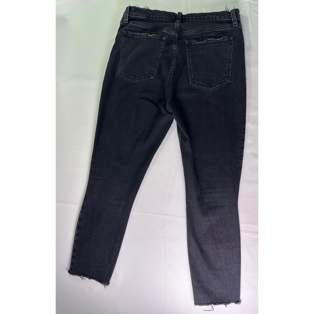 Abercrombie & Fitch The Skinny High Rise Jeans Black Distressed Raw Hem Size 6S - Picture 2 of 9